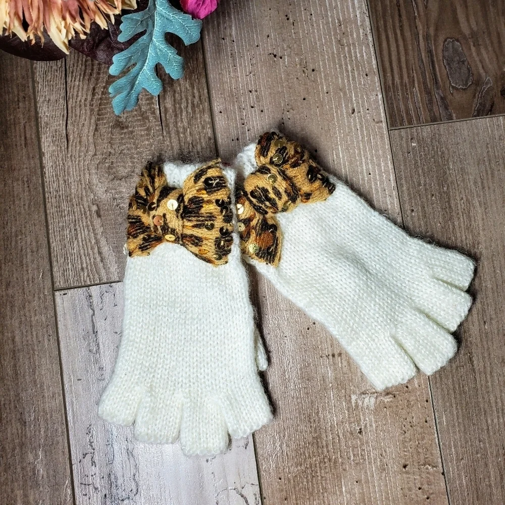 Y2K Vintage Betsey Johnson Sequins Knit Fingerless Gloves O/S